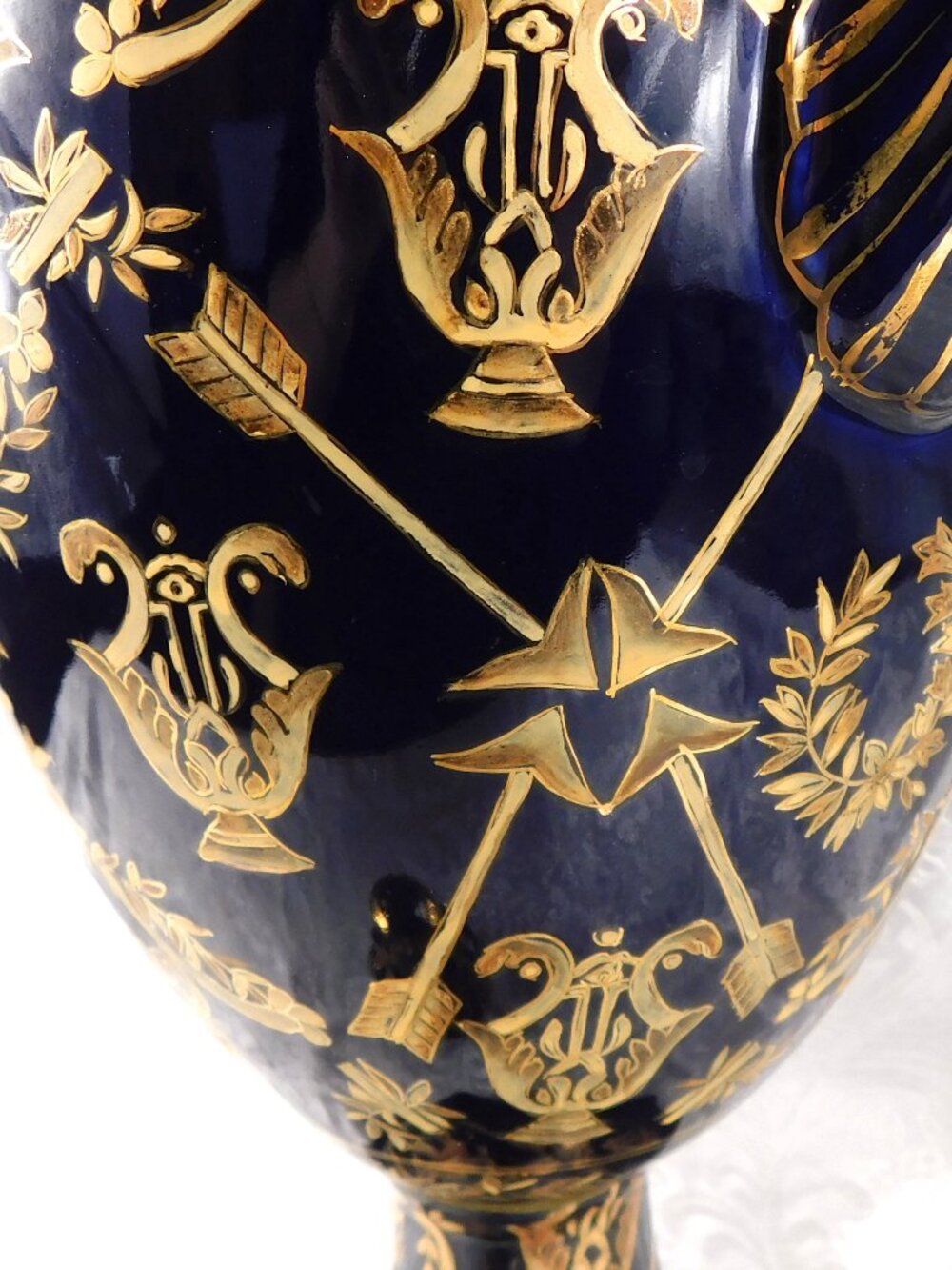 Big Blue Jar, Vase, or Urn with Angels # 27259 - Picture 5 of 13